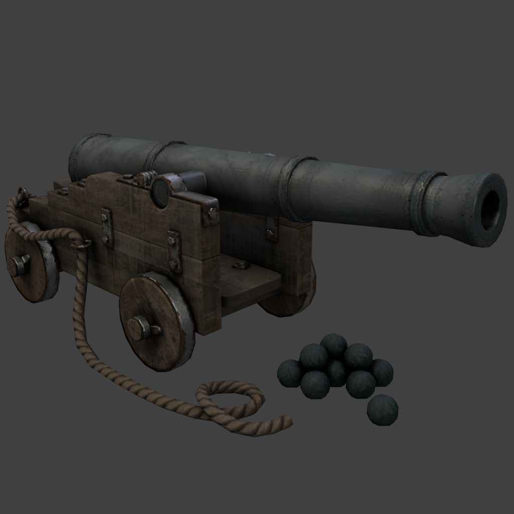 Pirates Cannon (Low Poly +LoDs) preview image 1
